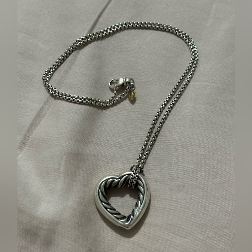 David Yurman Cable Heart Pendant Necklace 18”